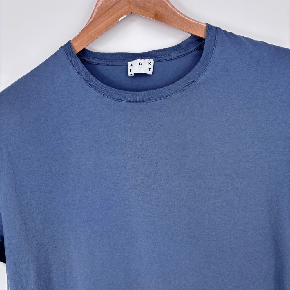 Asket The Lightweight T-Shirt Mens XL Short Blue Organic Cotton Crew Neck Tee